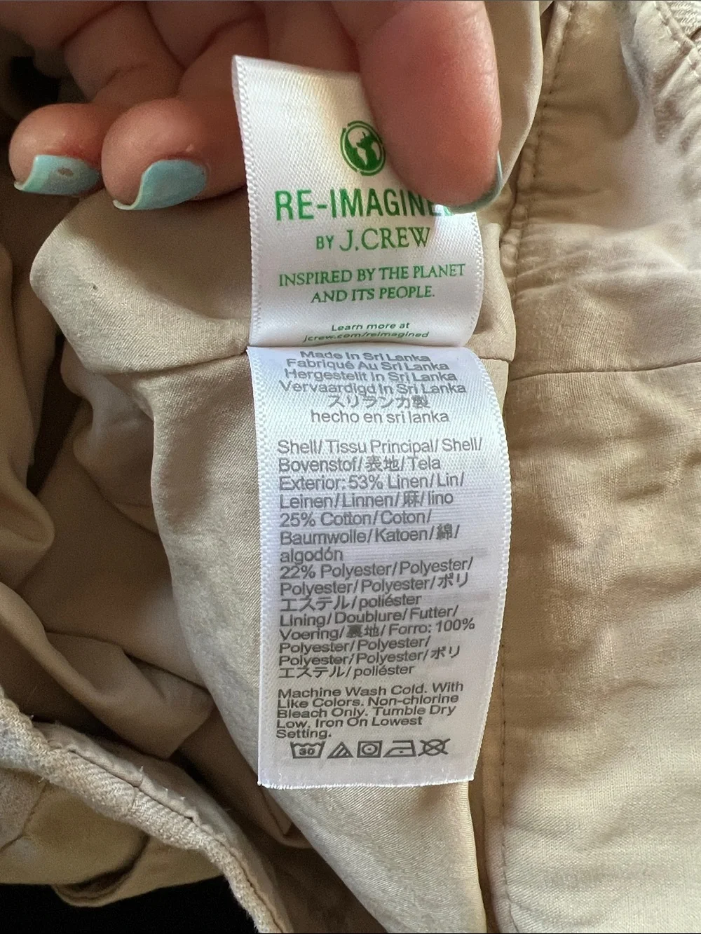 J. Crew Kallie Pant linen blend beige straight leg casual pants womens size 8